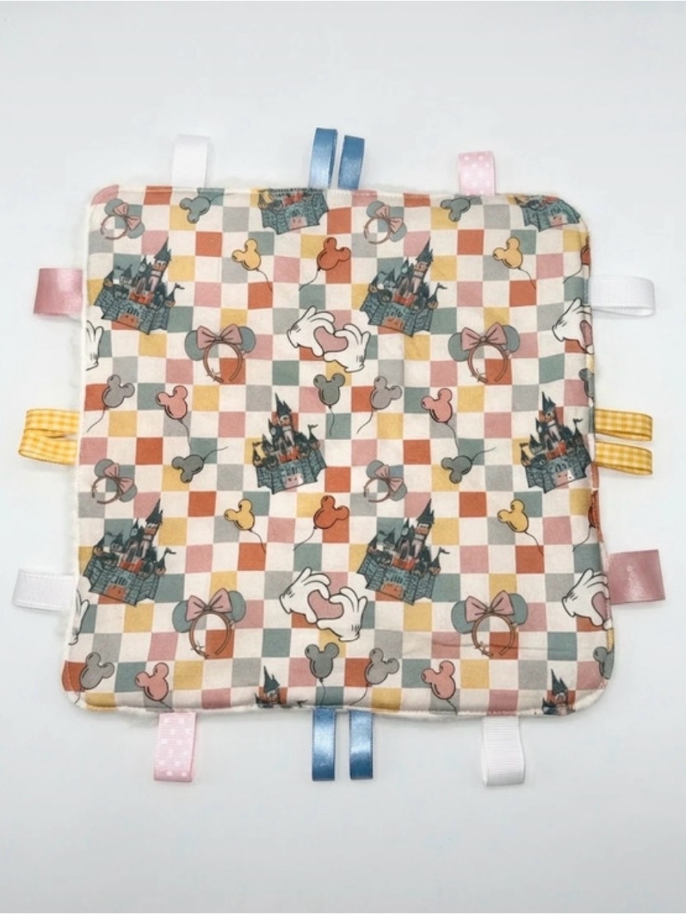 Disney Taggies Baby Security Blanket Castle Mickey Mouse Balloons Minky Lovey